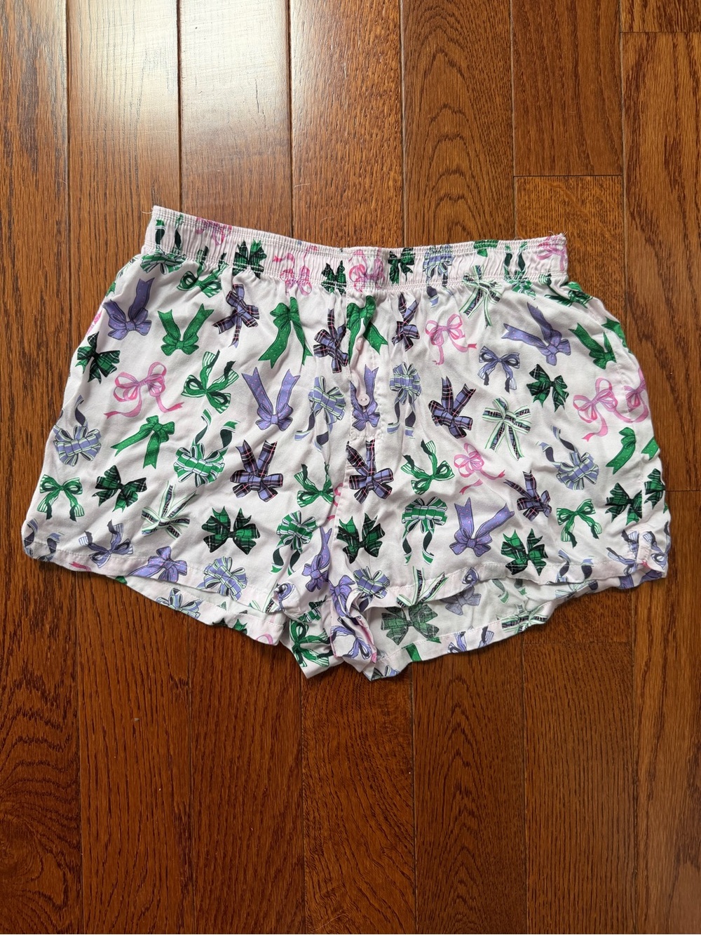 PINK Victoria's Secret White Bow-Print Lounge Shorts